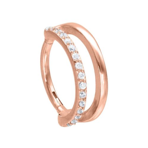 Roségoldener Clicker-Ring mit Kristallen, 12mm Innendurchmesser