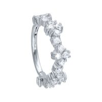 Silberner Tiara Clicker mit kristallklaren Steinen auf weißem Hintergrund