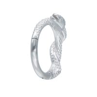 Silberner Piercingring mit Schlangendesign auf weißem Hintergrund