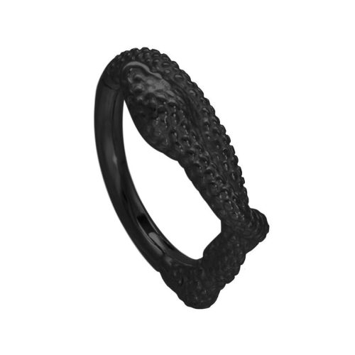 Schwarzer Piercingring in Schlangenform, 12,0 mm Innendurchmesser, auf weißem Hintergrund