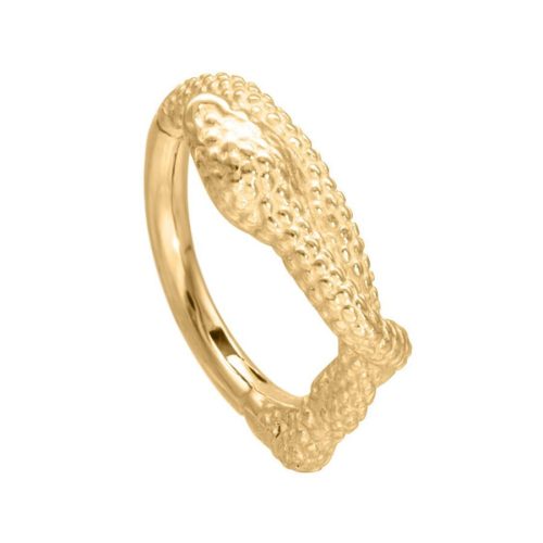Goldener Snake Clicker Piercingring aus Metall, Innendurchmesser 12,0 mm, auf weißem Hintergrund