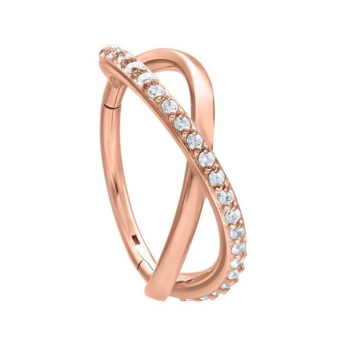 Roségoldener Infinity Crystal Clicker mit klaren Kristallen, 8,0 mm Innendurchmesser
