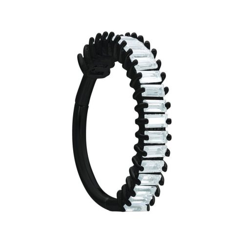 Schwarzer Euphoria Clicker mit klaren Kristallen, 8,0 mm Durchmesser, auf weißem Hintergrund