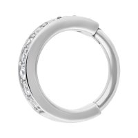 Silberner Hinged Ring aus Chirurgenstahl mit klaren Kristallen