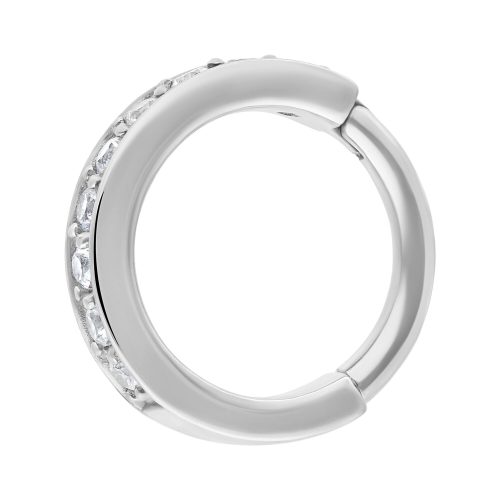 Silberner Hinged Ring aus Chirurgenstahl mit klaren Kristallen