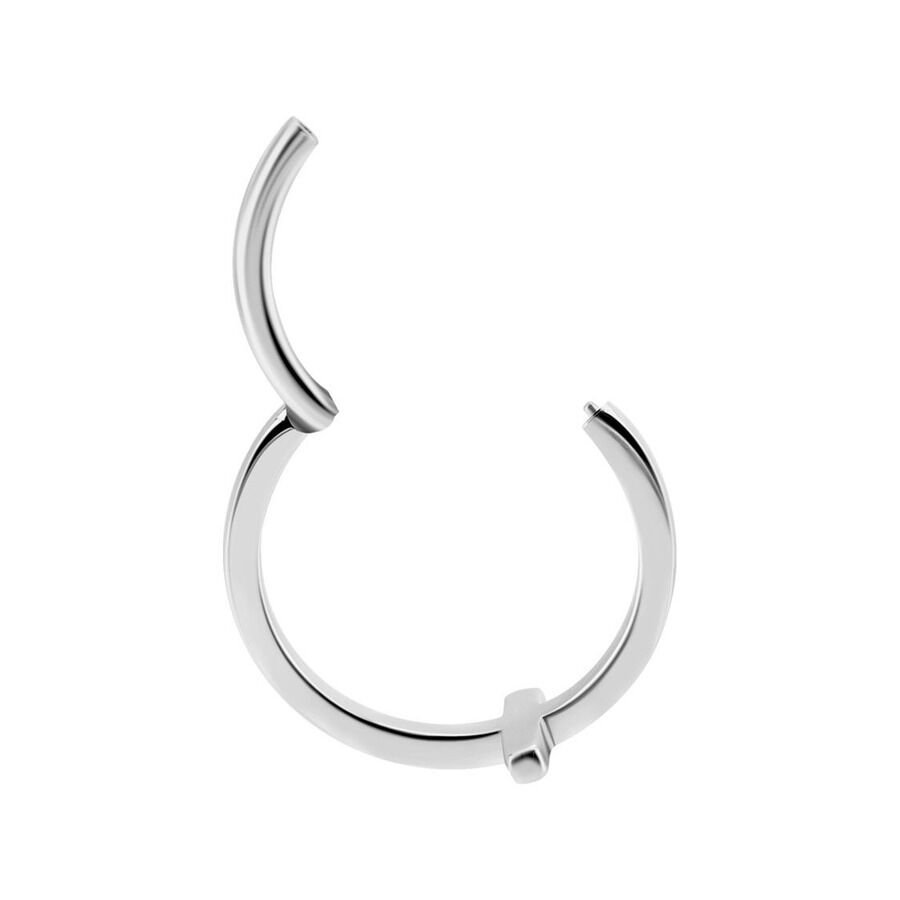Silberner Hinged Cross Ring mit 12,0 mm Innendurchmesser auf weißem Hintergrund