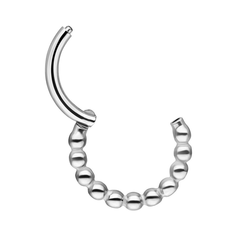 Silberner Ball Chain Clicker mit 6,0 mm Innendurchmesser auf weißem Hintergrund