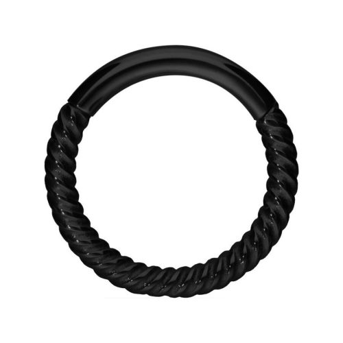 Schwarzer Piercingring, 10mm, gedrehte Kette, auf weißem Hintergrund