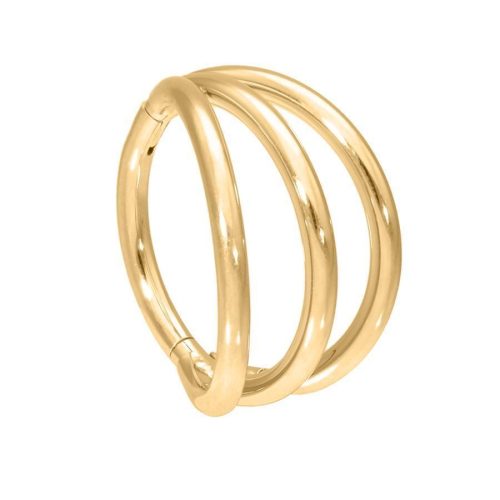 Goldener 3 Ringe Clicker Piercing mit 12 mm Innendurchmesser auf weißem Hintergrund