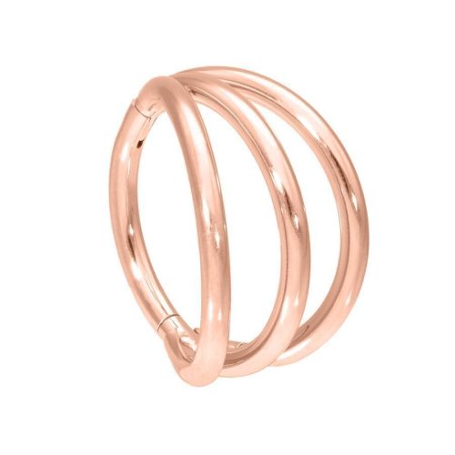 Dreifacher Ring Clicker in Roségold mit 12 mm Durchmesser auf weißem Hintergrund