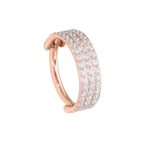 Roségoldener Piercingring mit Kristallen, 10mm Durchmesser, auf weißem Hintergrund