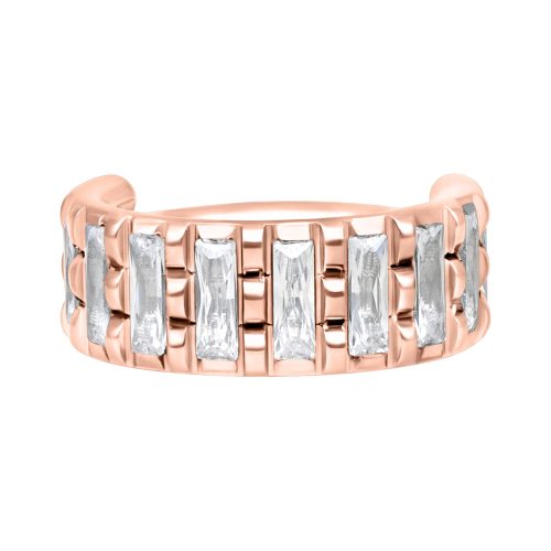 Roségoldener Piercingring mit klaren Kristallen auf weißem Hintergrund