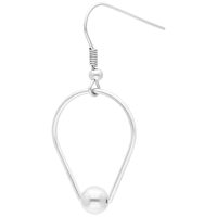 Silberne Teardrop-Ring Ohrringe mit Kugelanhänger auf weißem Hintergrund