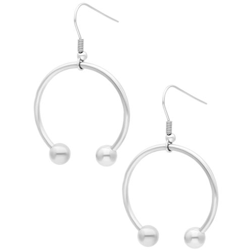 Silberne Circular Barbell Ohrringe aus Chirurgenstahl auf weißem Hintergrund