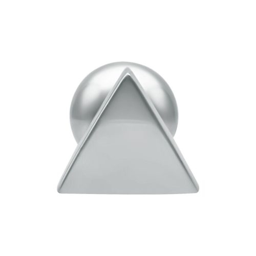 Silberner Triangle Barbell mit Außengewinde auf weißem Hintergrund