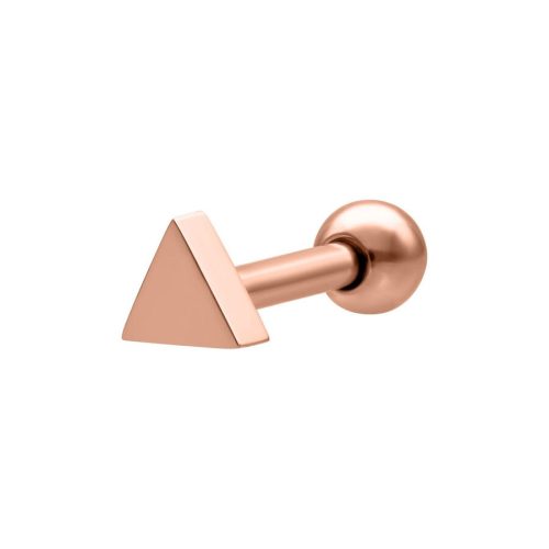 Roségoldenes Dreieck Barbell aus Chirurgenstahl auf weißem Hintergrund
