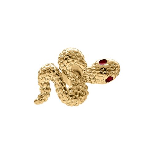 Goldener Snake Barbell mit rot leuchtendem Auge auf weißem Hintergrund