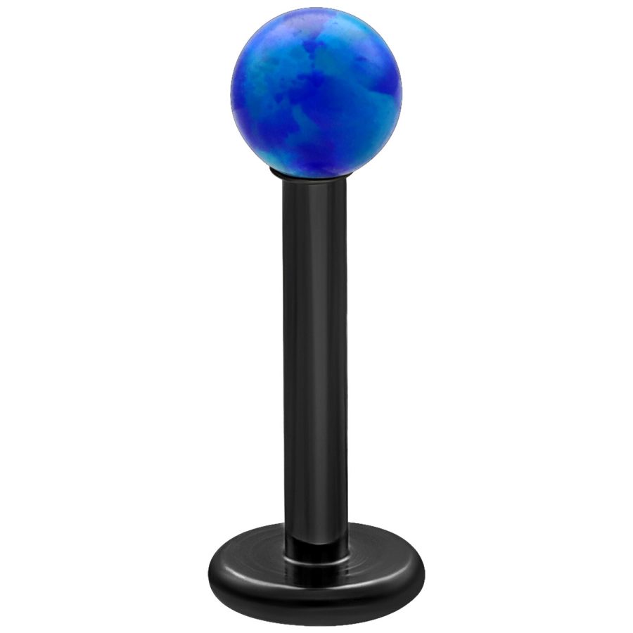 Dunkelblaues synthetisches Opal Labret mit schwarzem Stab