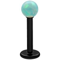Schwarzes Titan Labret mit mintgrünem Opal, 5 mm Länge