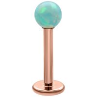 Mintgrüner synthetischer Opal auf roségoldenem Labret mit Außengewinde