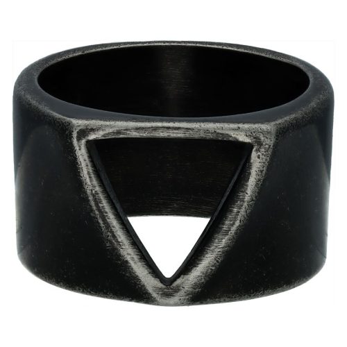 Schwarzer Ring mit Vintage-Dreieck-Design auf weißem Hintergrund