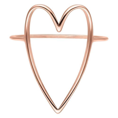 Fingerring in Herzform aus Roségold, Größe 17mm, vor weißem Hintergrund