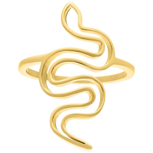 Goldener Snake Ring aus Chirurgenstahl mit geschwungenem Design auf weißem Hintergrund
