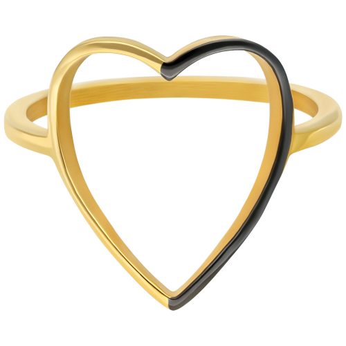 Goldener Herzring mit zweifarbigem Herzmotiv auf weißem Hintergrund