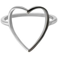 Silberner Herzring aus Chirurgenstahl, Größe 17.0 mm, auf weißem Hintergrund