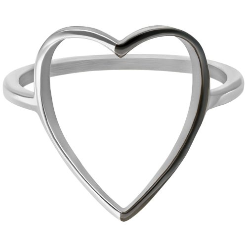 Silberner Herzring aus Chirurgenstahl, Größe 17.0 mm, auf weißem Hintergrund