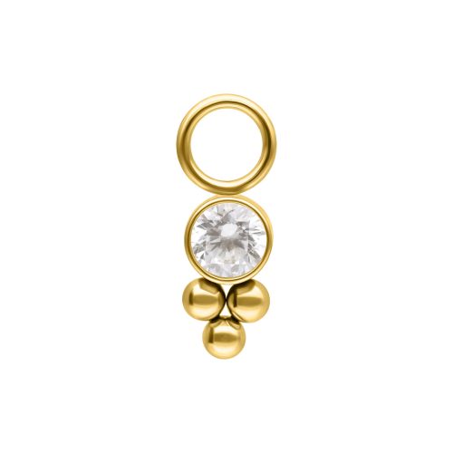 Goldener Piercing-Anhänger mit Kristall auf weißem Hintergrund
