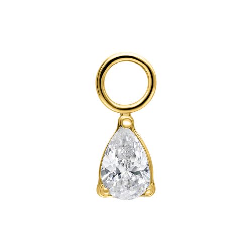 Goldener Kristall-Tropfen Piercing Anhänger auf weißem Hintergrund