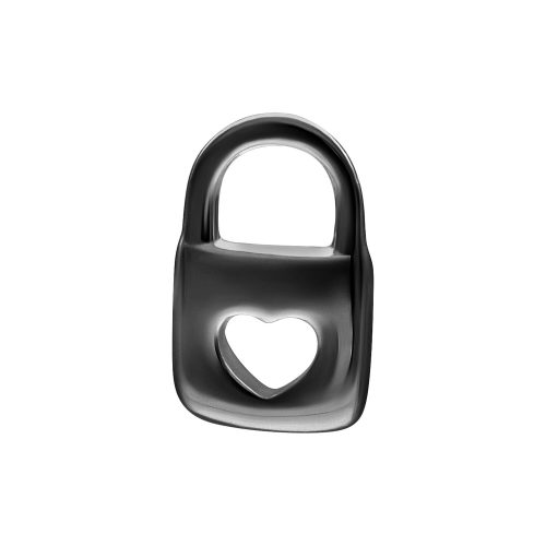 Schwarzer Push Fit Lock Aufsatz mit Herzform auf weißem Hintergrund