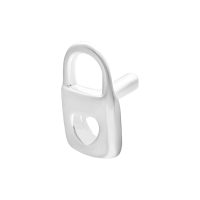 Silberner Push Fit Lock Aufsatz mit herzförmigem Design auf weißem Hintergrund