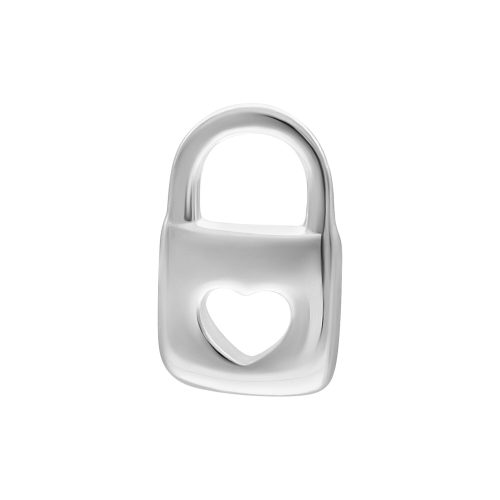 Silberner Push Fit Lock Aufsatz mit Herzmotiv auf weißem Hintergrund