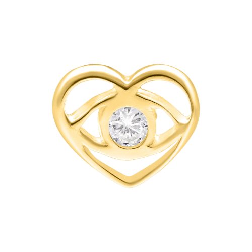Goldener Herzaufsatz mit klarem Kristall in der Mitte, geeignet für Push Fit Piercings