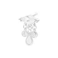 Silberner Push Fit Aufsatz mit klaren Kristallen auf weißem Hintergrund