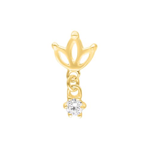 Goldener Lotus Aufsatz für Push Fit mit klarem Kristall auf weißem Hintergrund