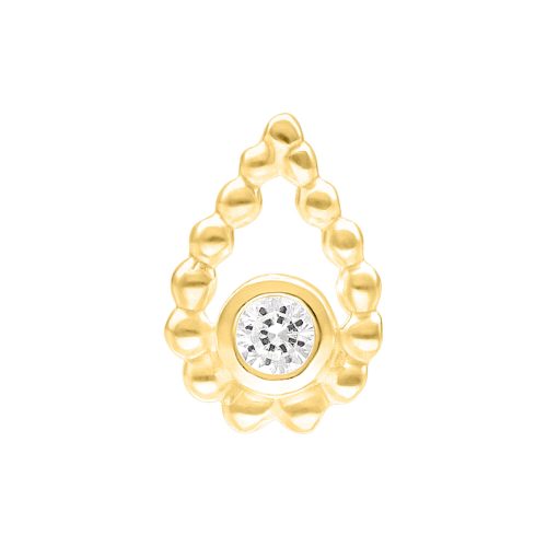 Goldener Push Fit Bead Drop Aufsatz mit klarem Kristall auf weißem Hintergrund