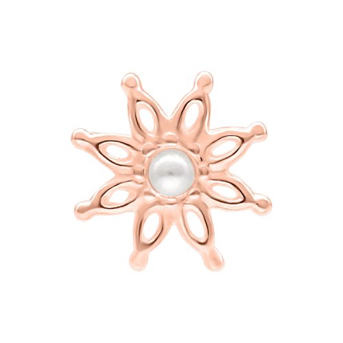 Roségoldener Push Fit Bloom Aufsatz mit Perlendetail auf weißem Hintergrund