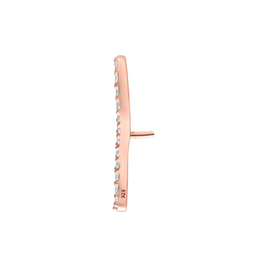 Roségoldener Push Fit Aufsatz mit klaren Kristallen auf weißem Hintergrund