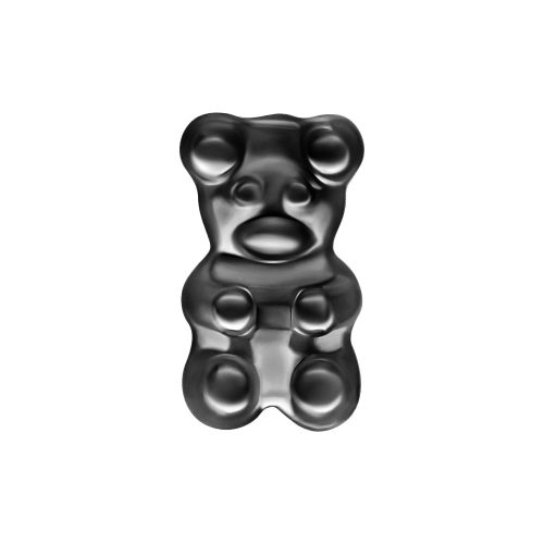 Schwarzer Gummi Bear Aufsatz für Push Fit auf weißem Hintergrund