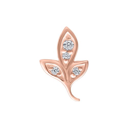 Roségoldener Blatt-Aufsatz mit funkelnden Kristallen auf weißem Hintergrund