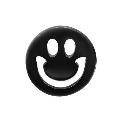 Schwarzer Smiley Aufsatz für Push Fit Bioplast Piercing auf weißem Hintergrund