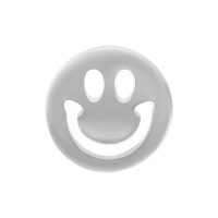 Silberner Smiley Aufsatz für Bioplast auf weißem Hintergrund