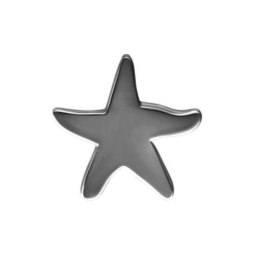 Schwarzer Seestern Aufsatz aus Silber für Push Fit Piercing auf weißem Hintergrund
