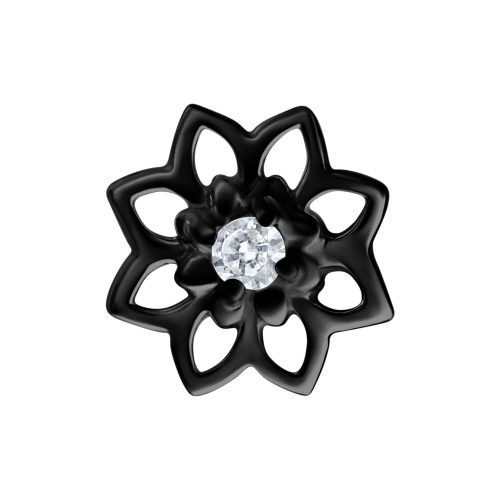 Schwarzer Sunflower Aufsatz für Push Fit mit glitzerndem Kristall in der Mitte