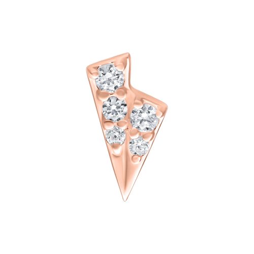 Roségoldener Push Fit Aufsatz in Tricorne-Form mit funkelnden Kristallen auf weißem Hintergrund