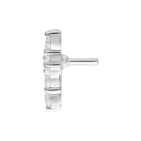 Silberner Crystal Cross Aufsatz für Bioplast mit klaren Kristallen auf weißem Hintergrund