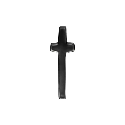 Schwarzer Kreuz Aufsatz aus Metall für Push Fit Piercing auf weißem Hintergrund
